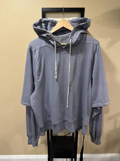 Pre-owned Rick Owens X Rick Owens Drkshdw Stone/blue Purple Layered Hustler Hoodie