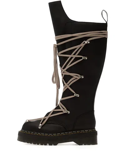 RICK OWENS XDR. MARTENS 1B60 PENTALACE LEATHER BOOTS