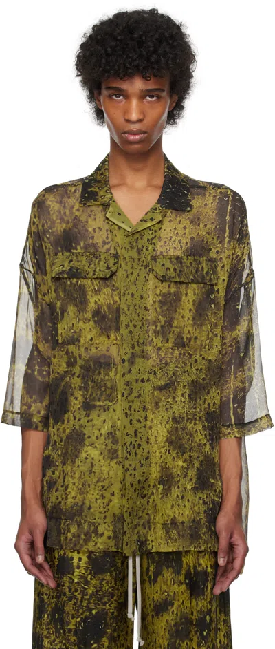 Rick Owens Yellow & Black Hollywood Magnum Tommy Shirt In 3209 Acid/black