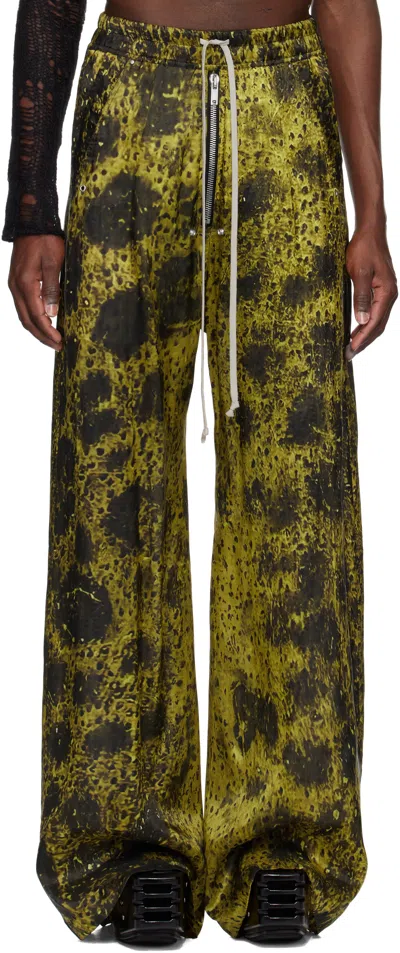 Rick Owens Yellow & Black Hollywood Wide Bela Trousers In 3209 Acid/black