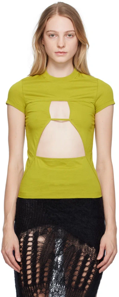 Rick Owens Yellow Cutout T-shirt In 32 Acid