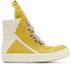 RICK OWENS YELLOW JUMBOLACED GEOBASKET SNEAKERS