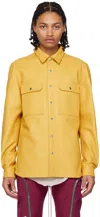 Rick Owens Leather Outershirt In 12 Lemon
