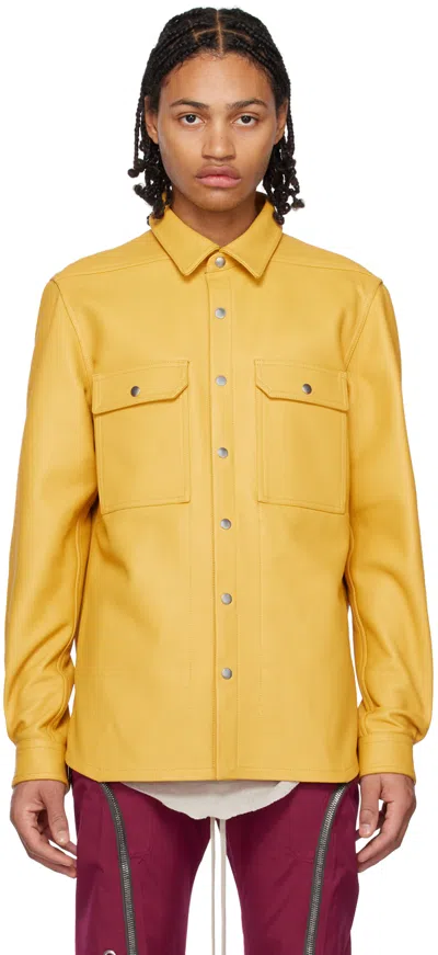 Rick Owens Leather Outershirt In 12 Lemon