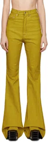 Rick Owens Yellow Porterville Bolan Bootcut Jeans In 12 Lemon