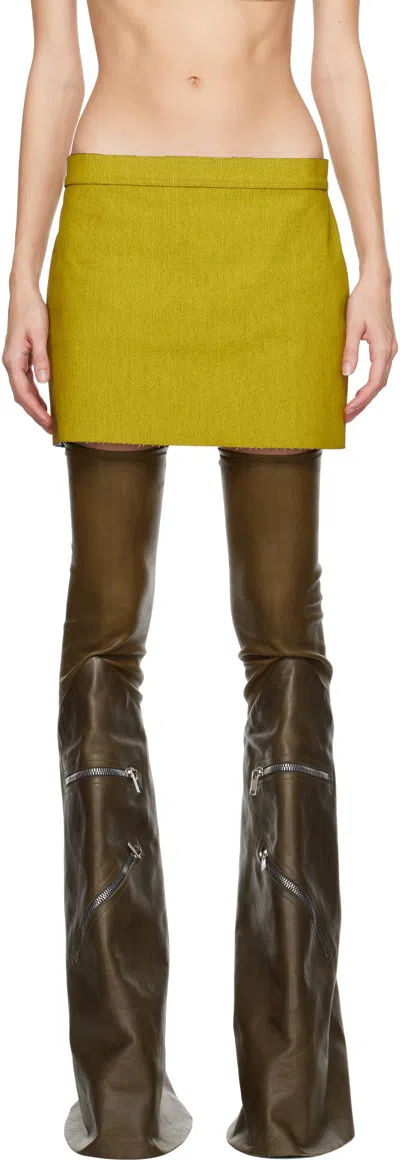 Rick Owens Yellow Porterville Denim Miniskirt In 12 Lemon
