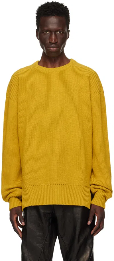 Rick Owens Yellow Porterville Fisherman Sweater In 12 Lemon