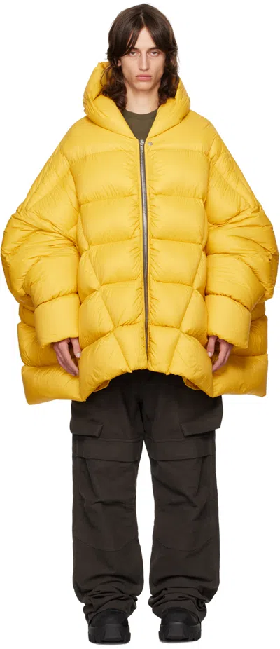 RICK OWENS YELLOW PORTERVILLE HOODED PETER DOWN JACKET