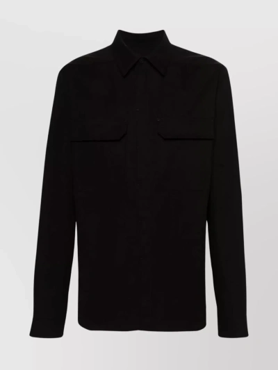 RICK OWENS YOKED HEM SHIRT WITH FLAP POCKETS