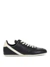 Rick Owens Black Low-top Sneakers With Contrasting Details In Leather Man In Black