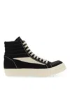 Rick Owens Hollywood Vintage Panelled Leather Hi-top Sneakers In Black