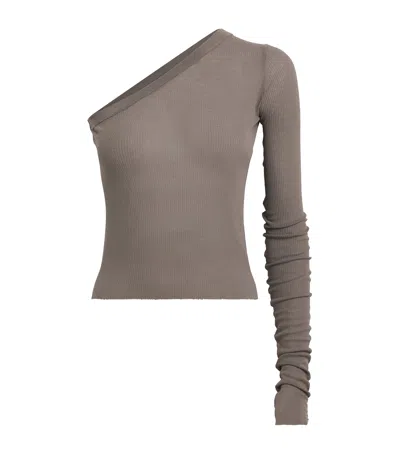 Rick Owens Ziggy Asymmetrical Top In Brown
