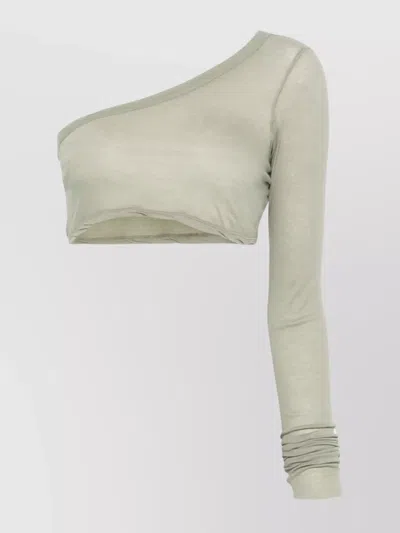 Rick Owens Ziggy One-shoulder Sheer Stretch Top In Green