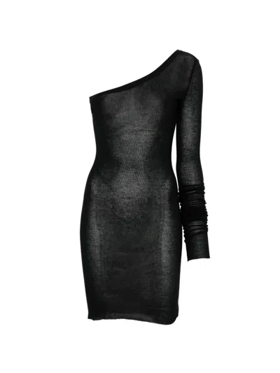 Rick Owens Ziggy One-shoulder Mini Dress In Black