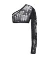 Rick Owens Spider Ziggy Wool-blend Crop Top In Black
