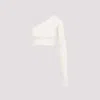 Rick Owens One-shoulder White Cropped Top In Beige
