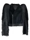 Rick Owens Zionic Flanged Shearling Cropped Jacket In Black