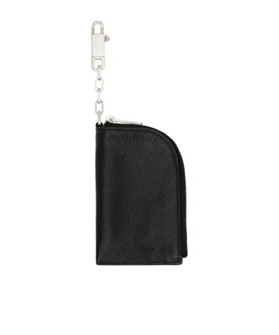 Rick Owens Zip Around Card Case In Black