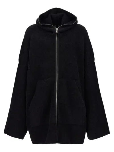 Rick Owens Gimp Hooded Cardigan In Black