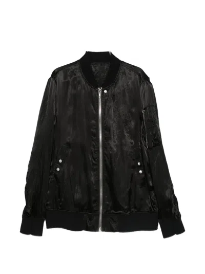 Rick Owens Zip Bomber Jacket In Black