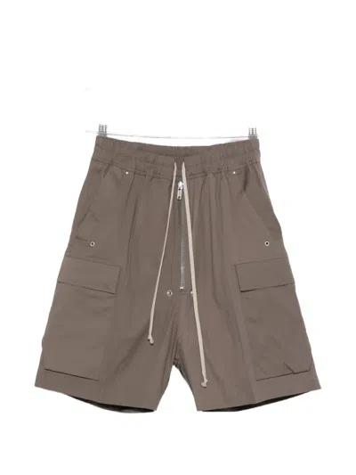 Rick Owens Zip Cargo Shorts In Brown