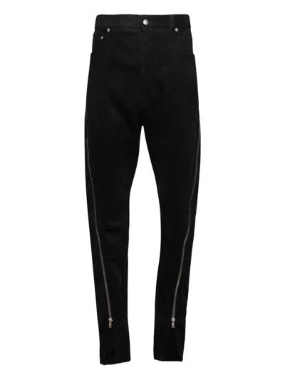Rick Owens Zip-detail Corduroy Trousers In Black