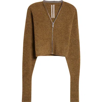 Rick Owens Zip Detail Crop Alpaca Blend Cardigan In Honey