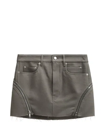 Rick Owens Zip-detail Frayed Mini Skirt In Black