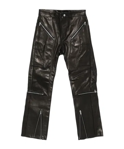 RICK OWENS ZIP-DETAIL LEATHER TROUSERS
