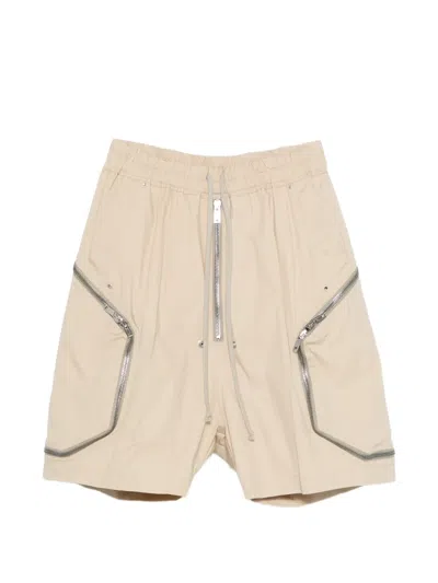 Rick Owens Zip Drawstring Shorts In Neutral