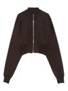 Rick Owens Zip-front Cropped Coat In Brown