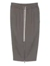 Rick Owens Zip-front Drawstring Midi Skirt In Gray