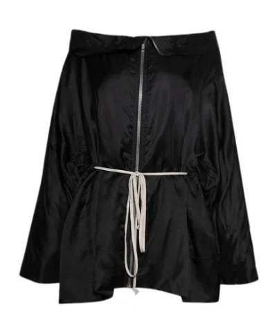 Rick Owens Zip Front Hooded Jacket In Black