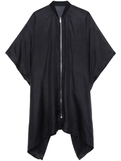 RICK OWENS RICK OWENS ZIP-FRONT SILK COAT