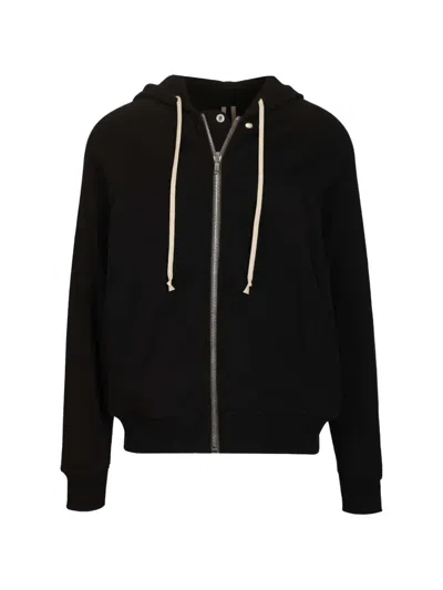 Rick Owens Cropped Hooded Jacket Long Sleeves Pockets In Black