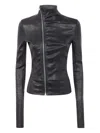 Rick Owens Asymmetric Black Stretch Leather Jacket