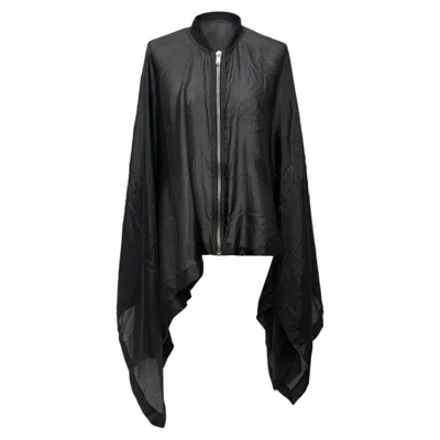 Rick Owens Zip Poncho In Black Silk