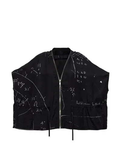 Rick Owens Zip Printed Jacket In Black