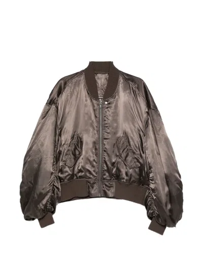 Rick Owens Zip-up Bomber Jacket In Brown