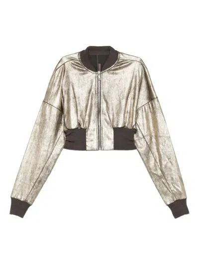 Rick Owens Zip-up Bomber Jacket In Gold