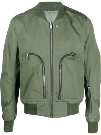 Rick Owens Zip-up Bomber Jacket In Moss