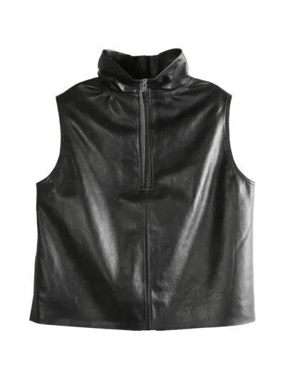 Rick Owens Zip-up Collar Top In Black