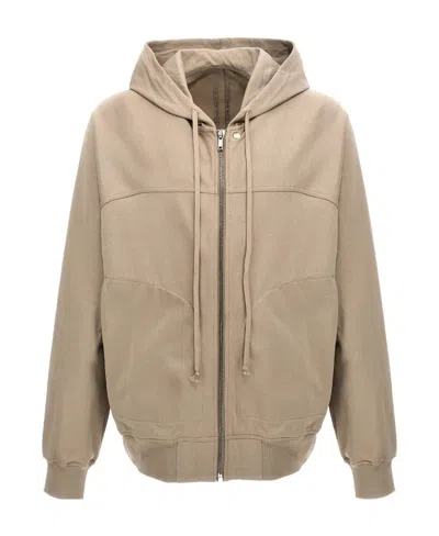 Rick Owens Zip-up Cotton Hoodie In Nude