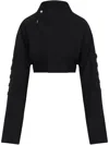 Rick Owens Womens Black Anthem Flight Cropped Woven Jacket In Black