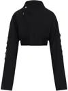 Rick Owens Womens Black Anthem Flight Cropped Woven Jacket In Black