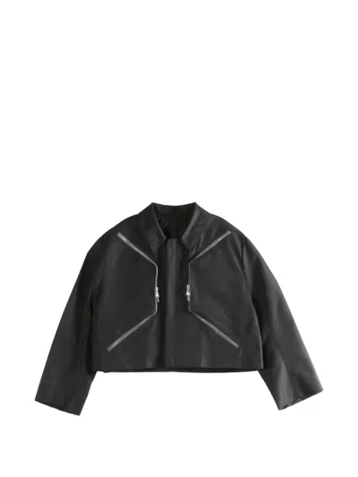 Rick Owens Mens Black Heizer Mac Cropped Cotton-blend Jacket