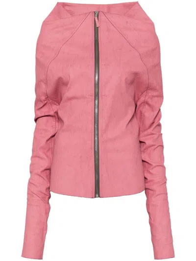 Rick Owens Zip-up Denim Jacket In Pink