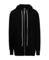 Rick Owens Cashmere Knitted Longline Hoodie In Black