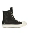 Rick Owens Men Leather High-top Sneakers In Black