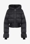 Rick Owens Zip-up Hooded Down Jacket In Black